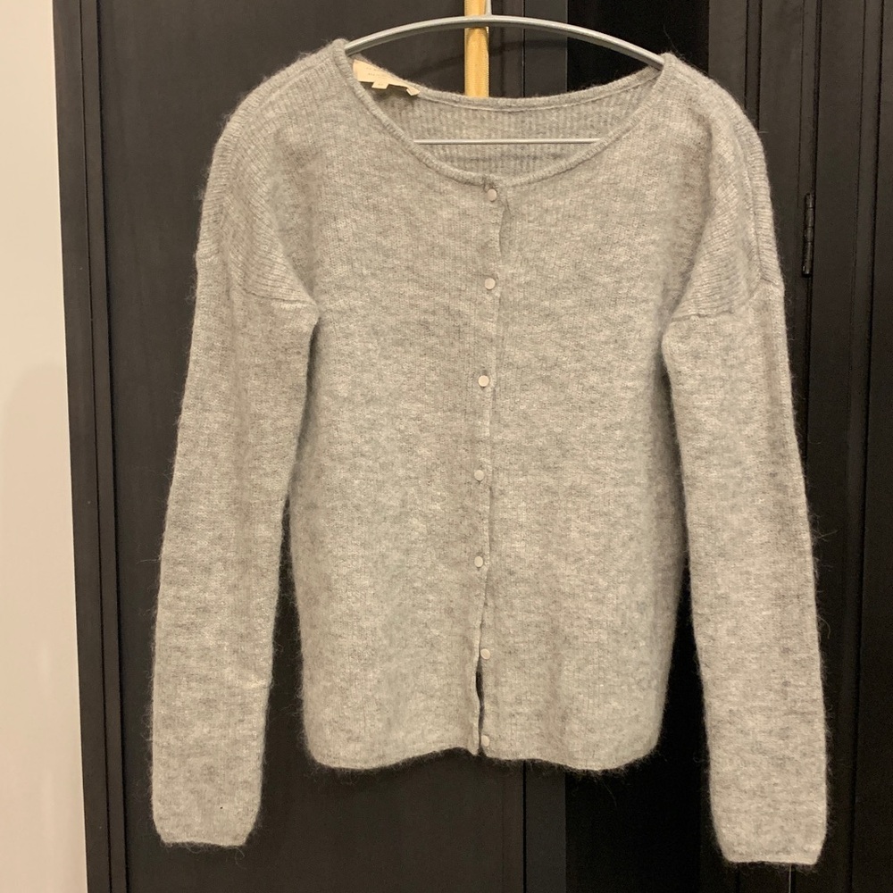 Sezane Gaspard cardigan in Mottled Grey - Picture 4 of 9